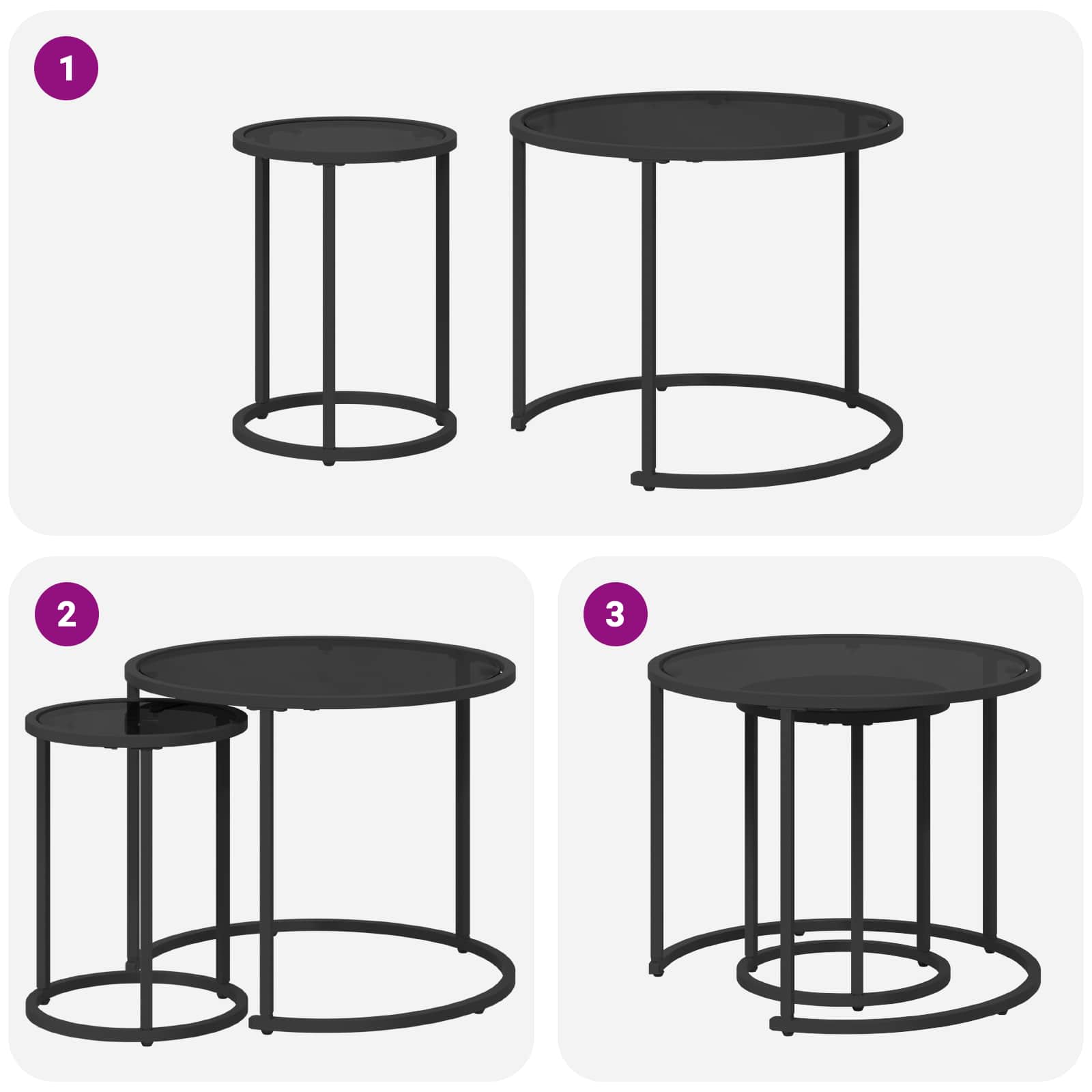 Kavos staliuko komplektas 2 pcs 55 x 55 x 45 cm plienas