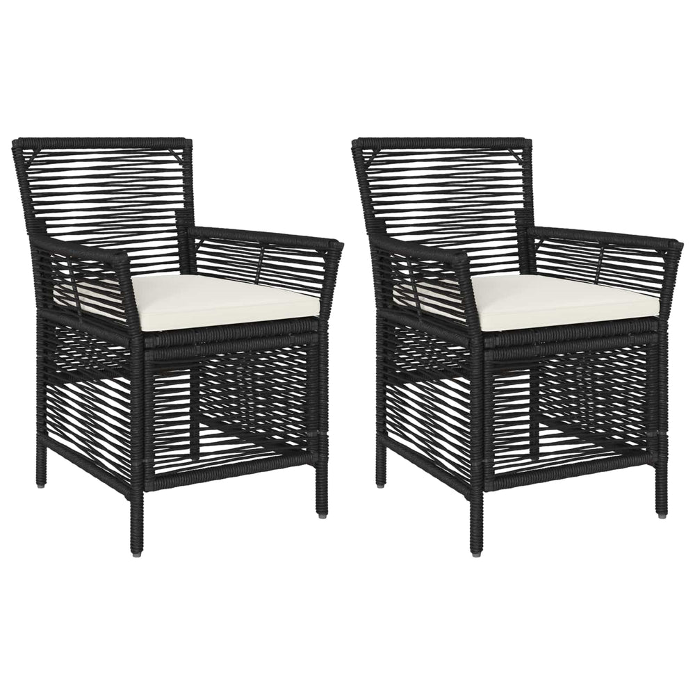 Lauko kėdė su pagalve 2 pcs Juoda ir kreminė poliratanas
