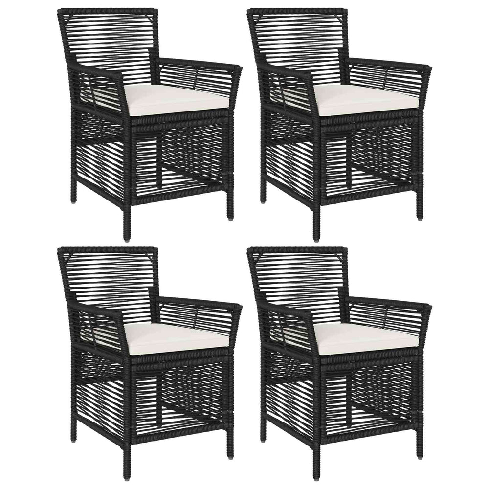 Lauko kėdė su pagalve 4 pcs Juoda ir kreminė poliratanas