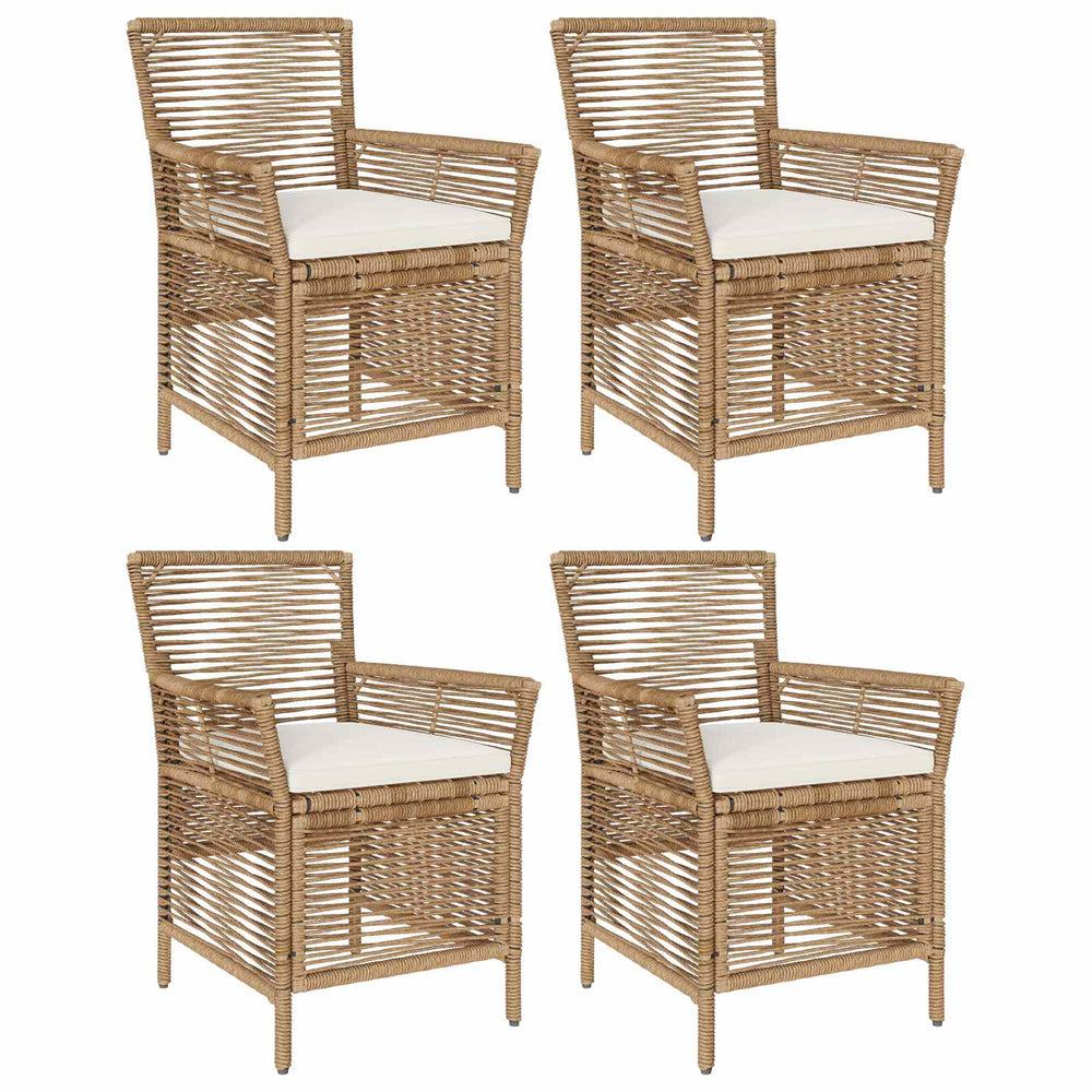 Lauko kėdė su pagalve 4 pcs Bežinė ir kreminė poliratanas