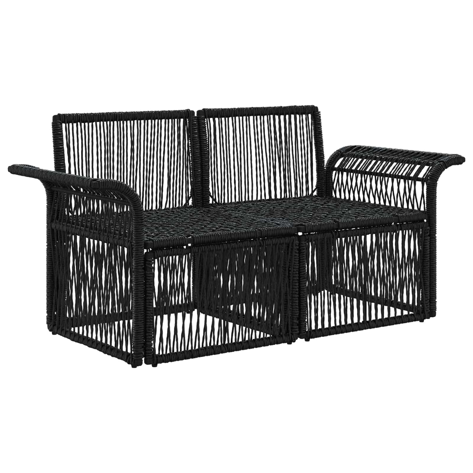 Sodo sofa 2-Vietų skaičius Juoda poliratanas