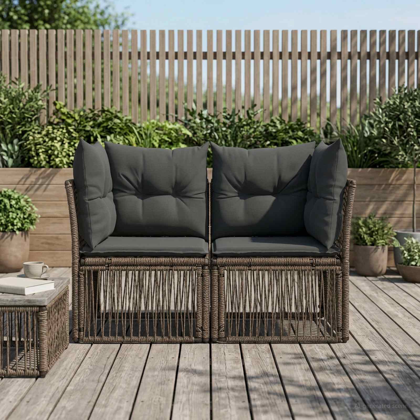 Sodo sofa 2-Vietų skaičius Pilka poliratanas