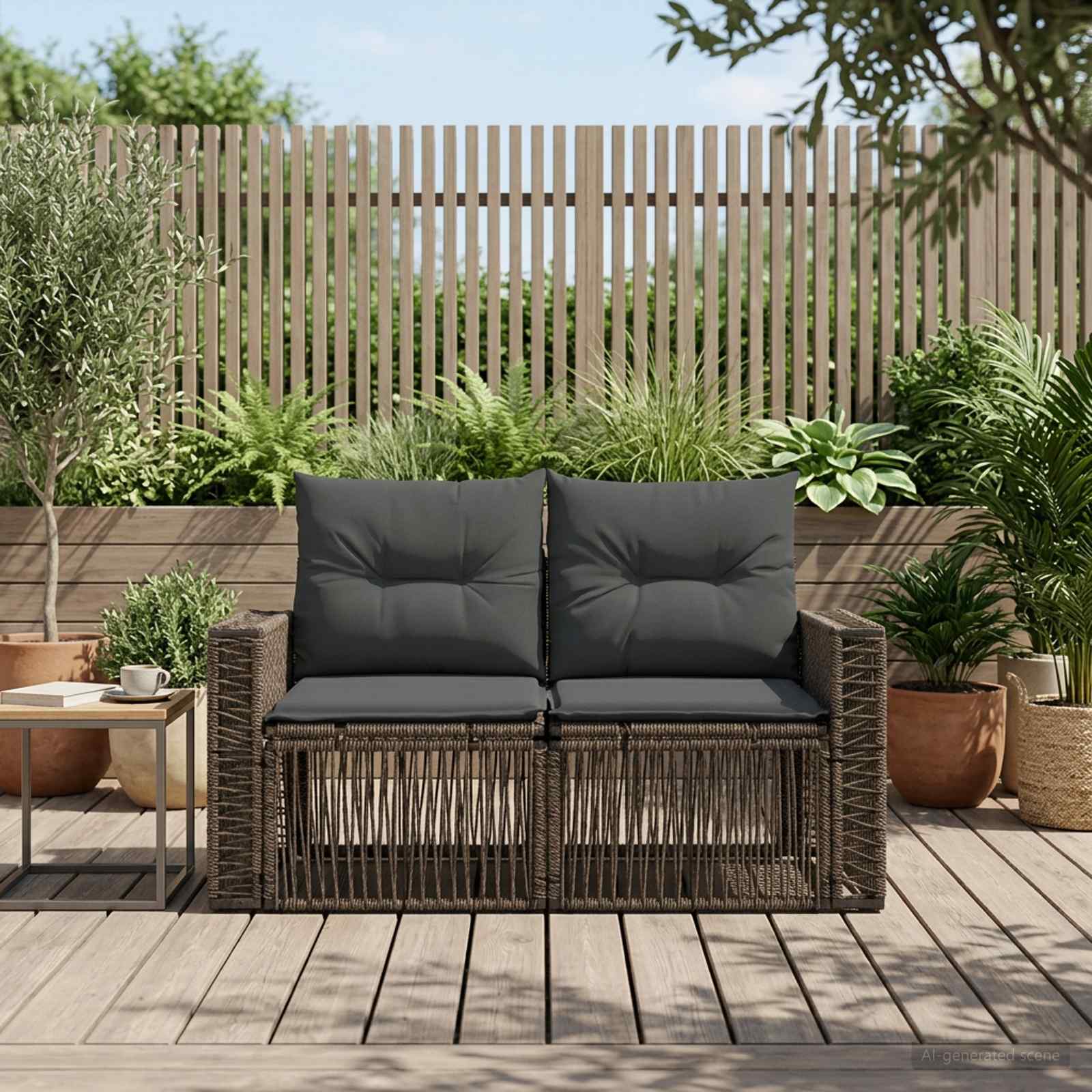 Sodo sofa 2-Vietų skaičius Pilka poliratanas