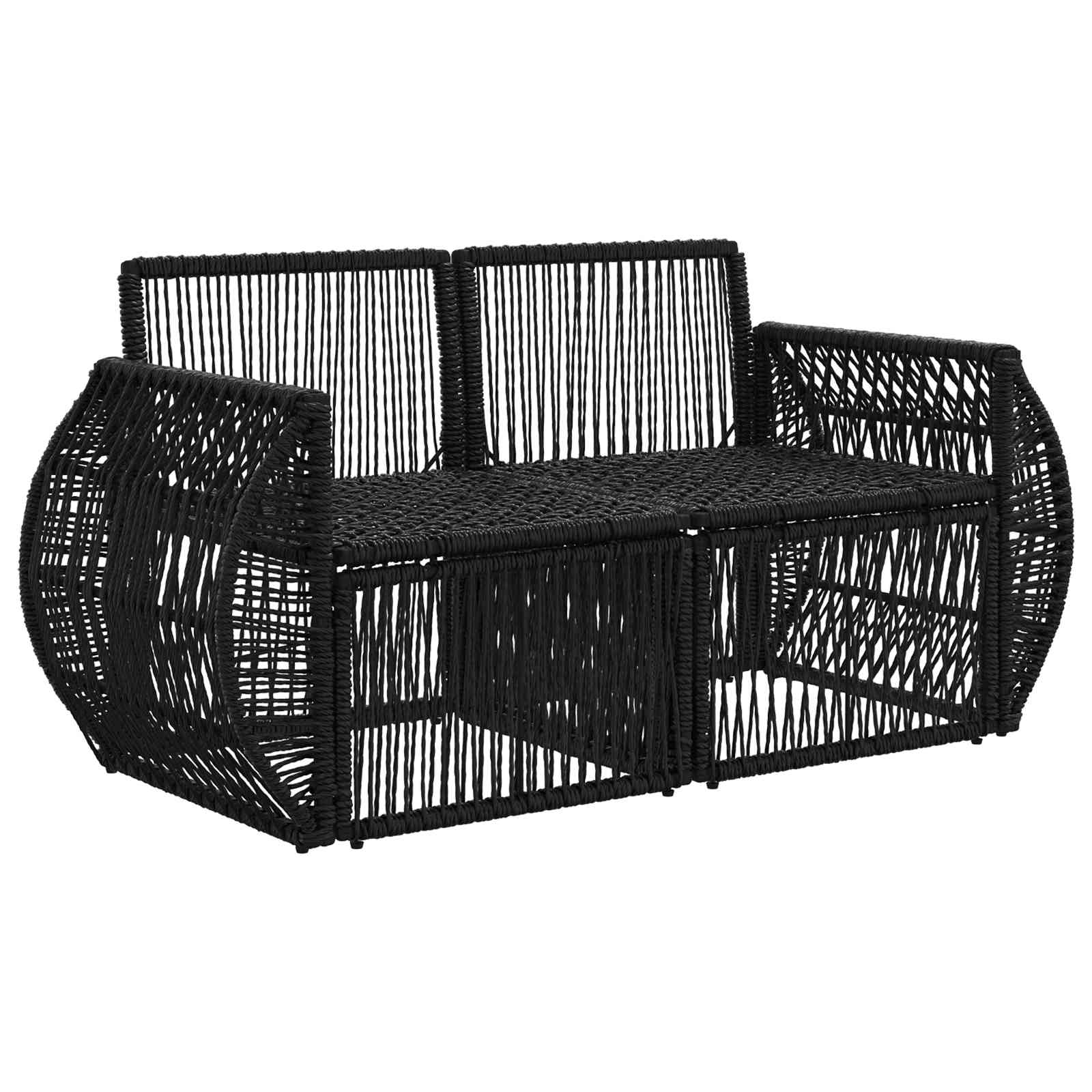 Sodo sofa 2-Vietų skaičius Juoda poliratanas