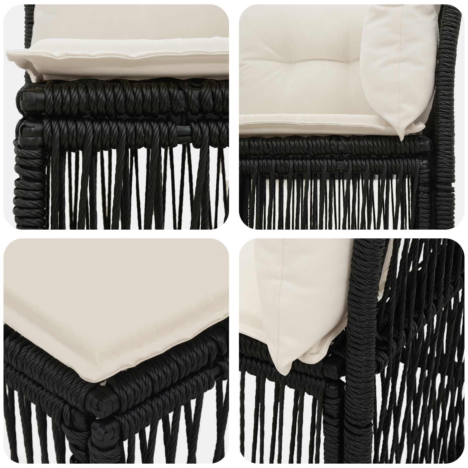 Kampinė sofa Juoda poliratanas
