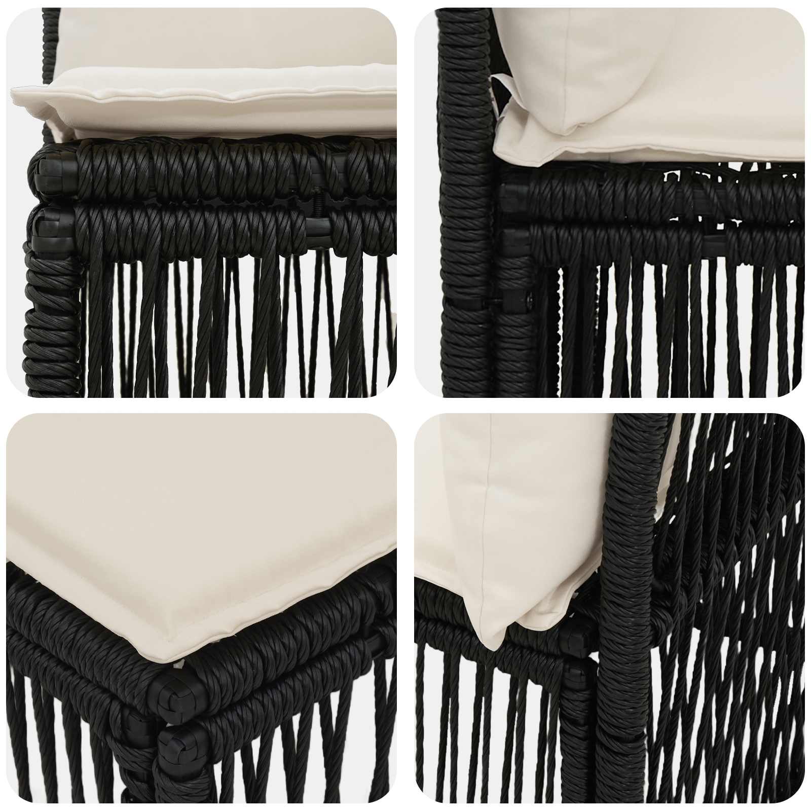 Be porankio sofa Juoda poliratanas