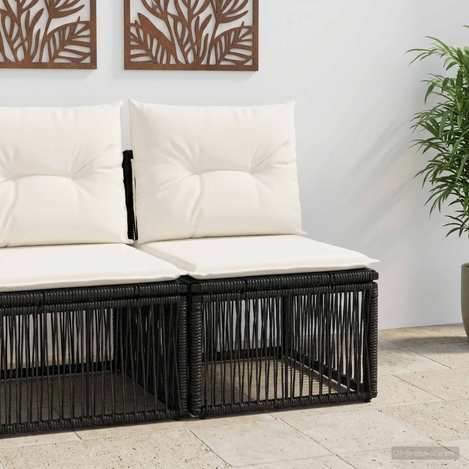 Be porankio sofa Juoda poliratanas