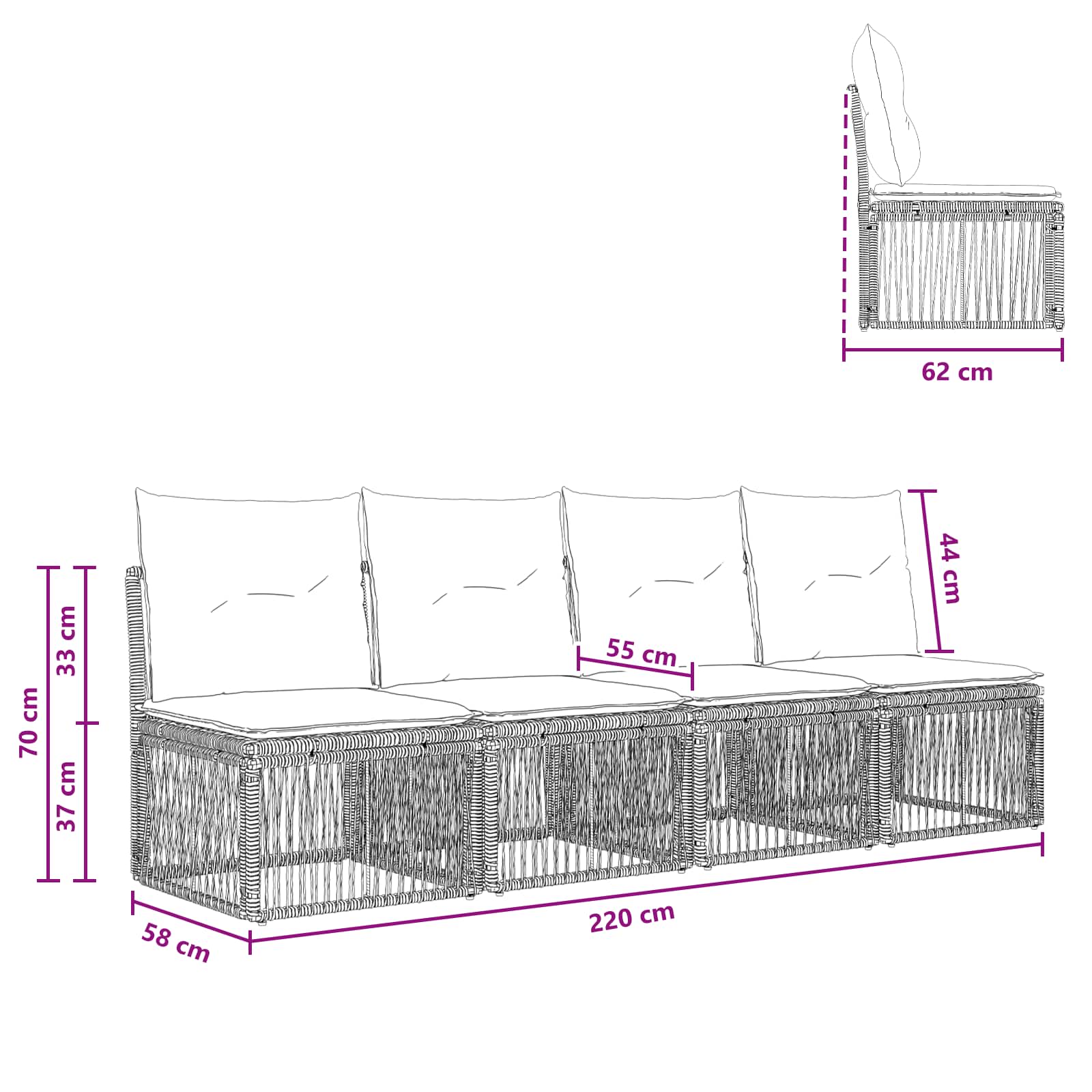 Sofa su keturiomis vietomis 4 pcs 4-Vietų skaičius Smėlio
