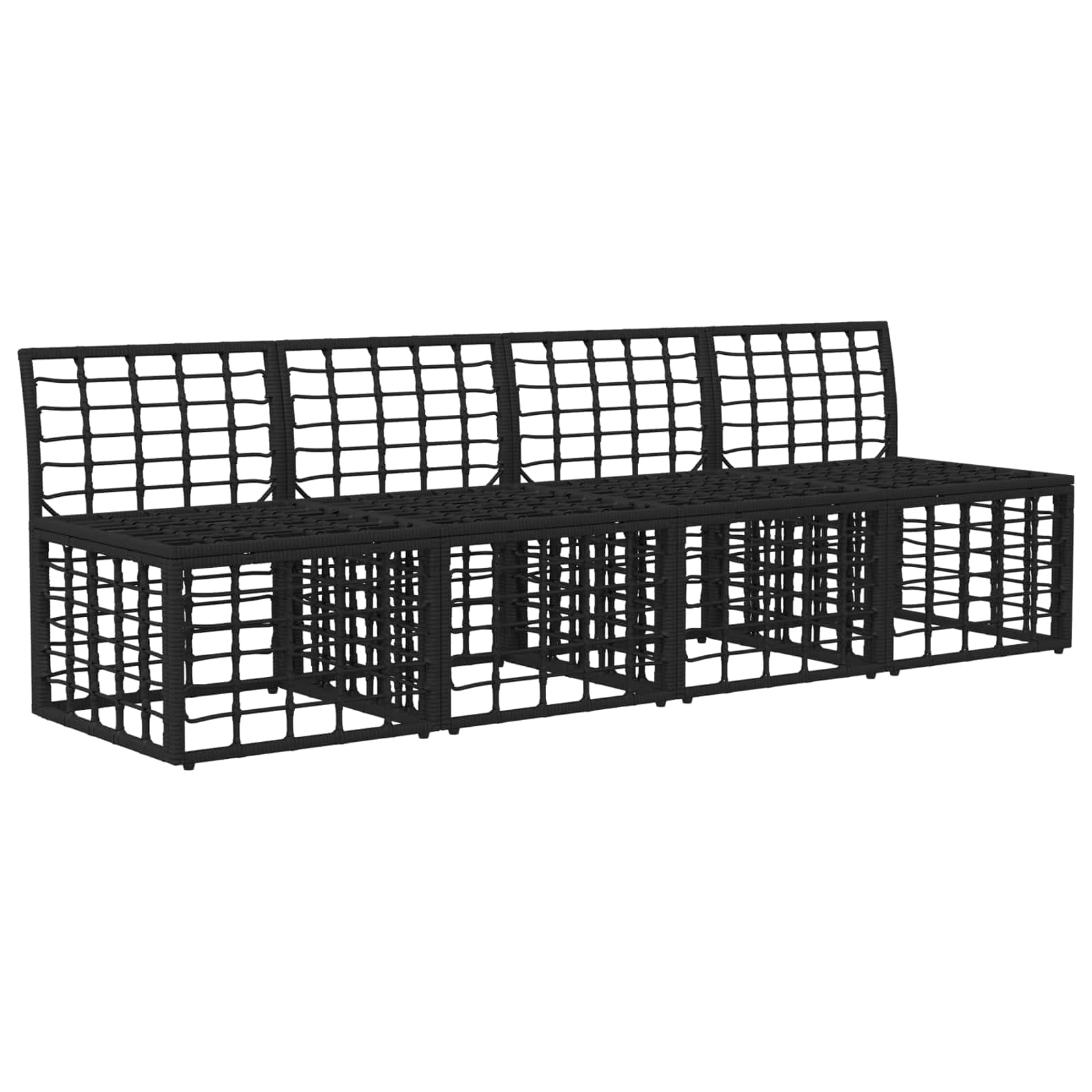 4 sėdimų vietų sodo sofa be rankų 4 pcs 4-Vietų skaičius Juoda