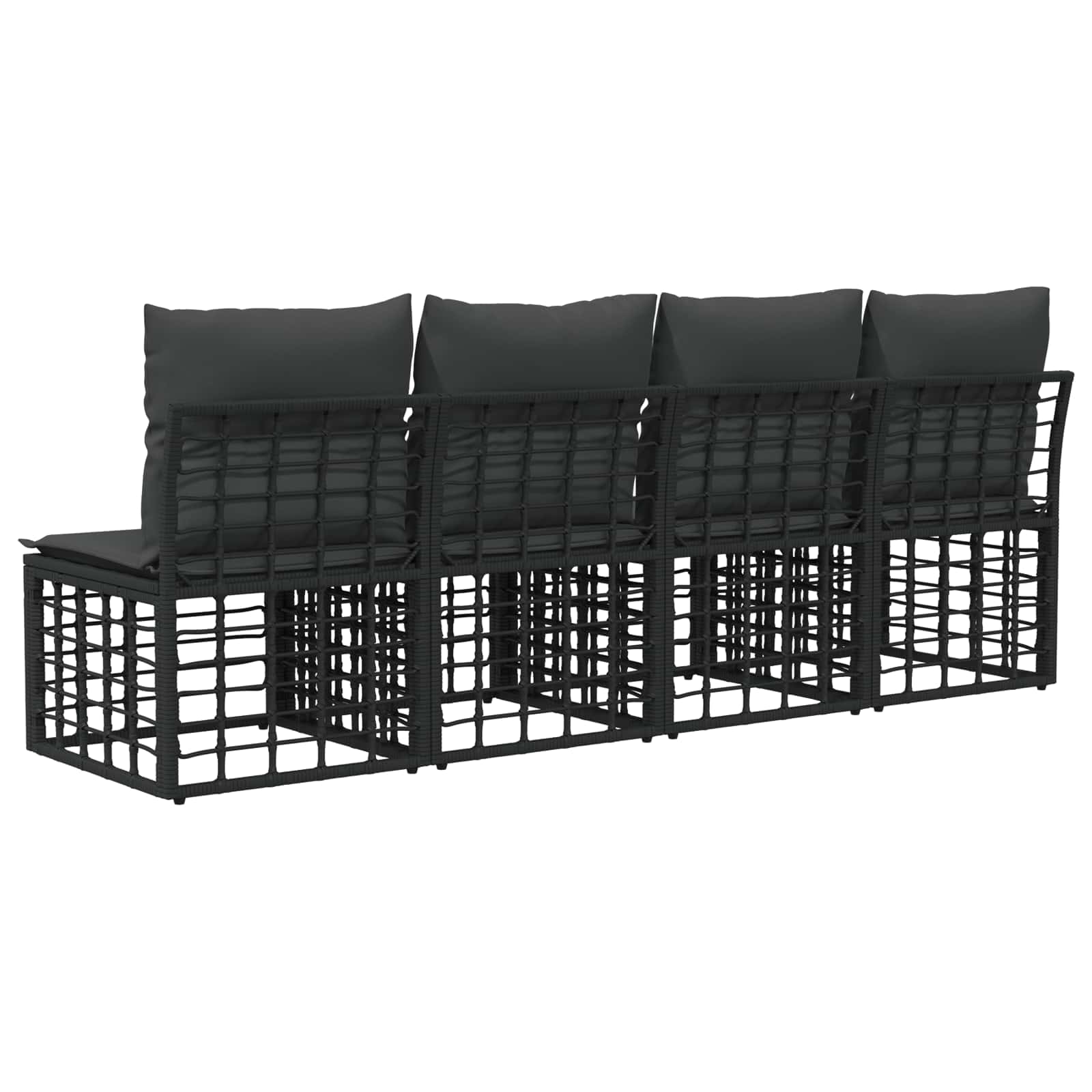 4 sėdimų vietų sodo sofa be rankų 4 pcs 4-Vietų skaičius Juoda