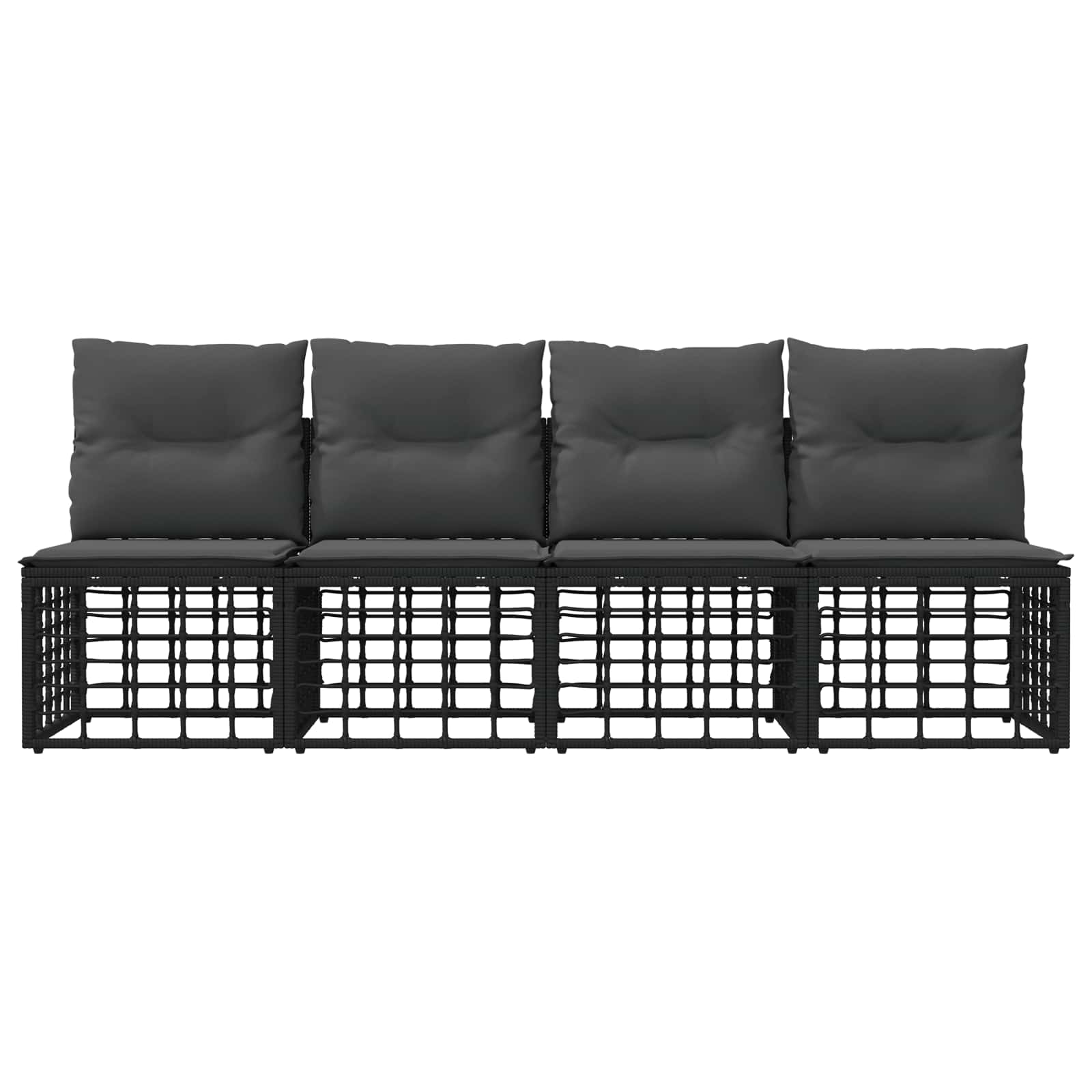4 sėdimų vietų sodo sofa be rankų 4 pcs 4-Vietų skaičius Juoda