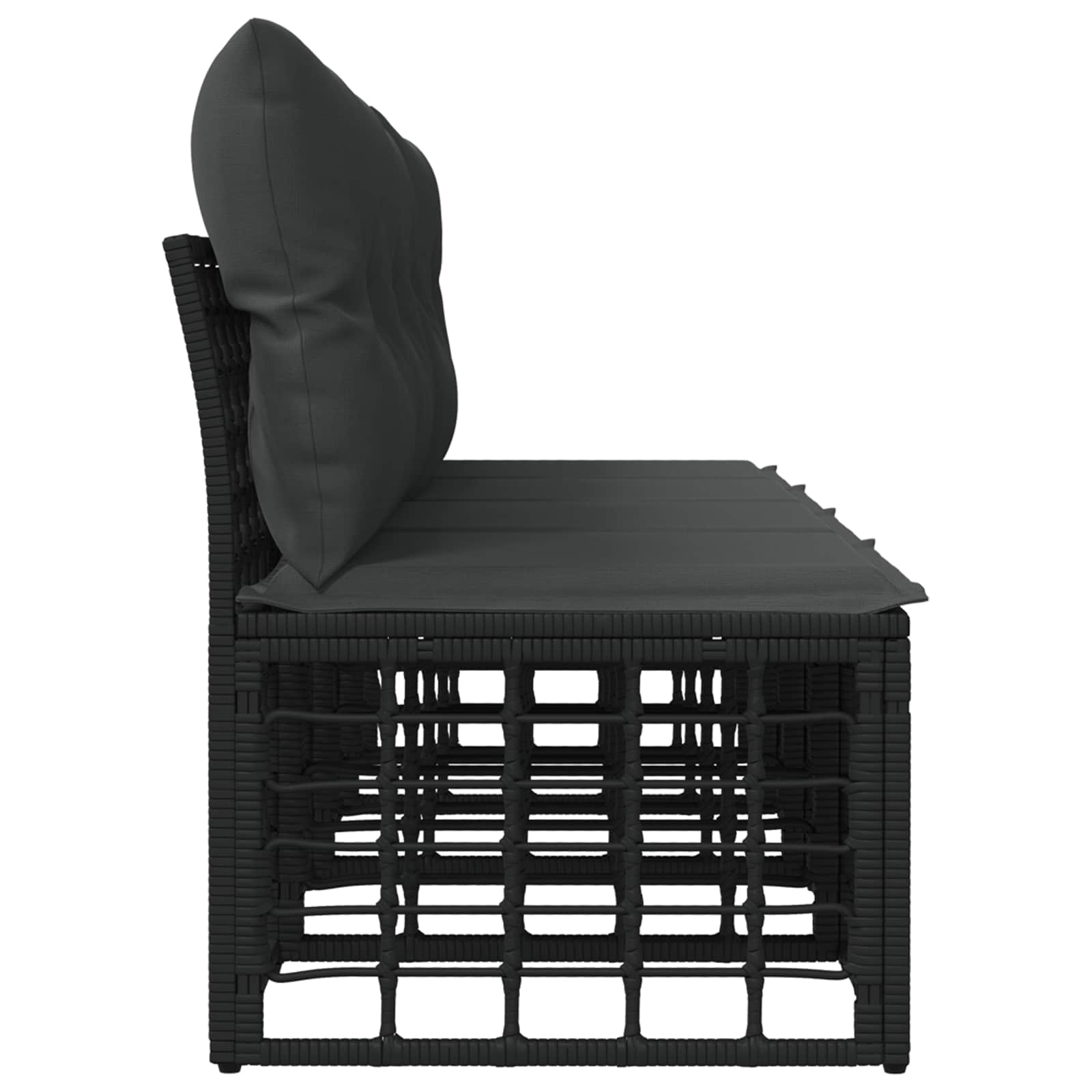 4 sėdimų vietų sodo sofa be rankų 4 pcs 4-Vietų skaičius Juoda