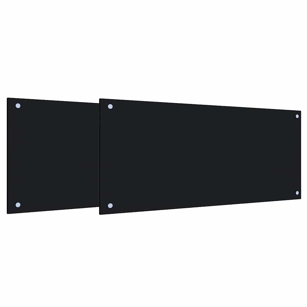 Virtuvės užpakalinė plokštė 2 pcs Juoda 90 x 40 cm