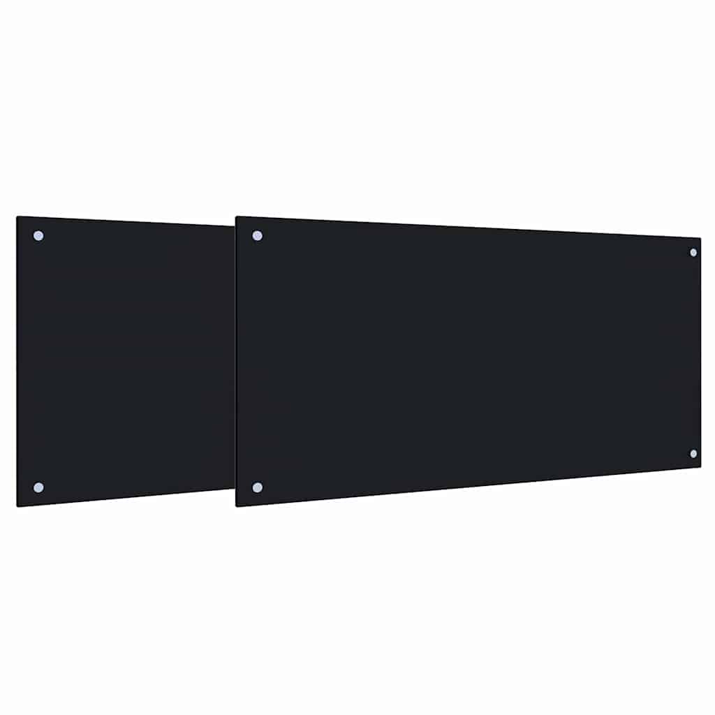Virtuvės užpakalinė plokštė 2 pcs Juoda 100 x 50 cm