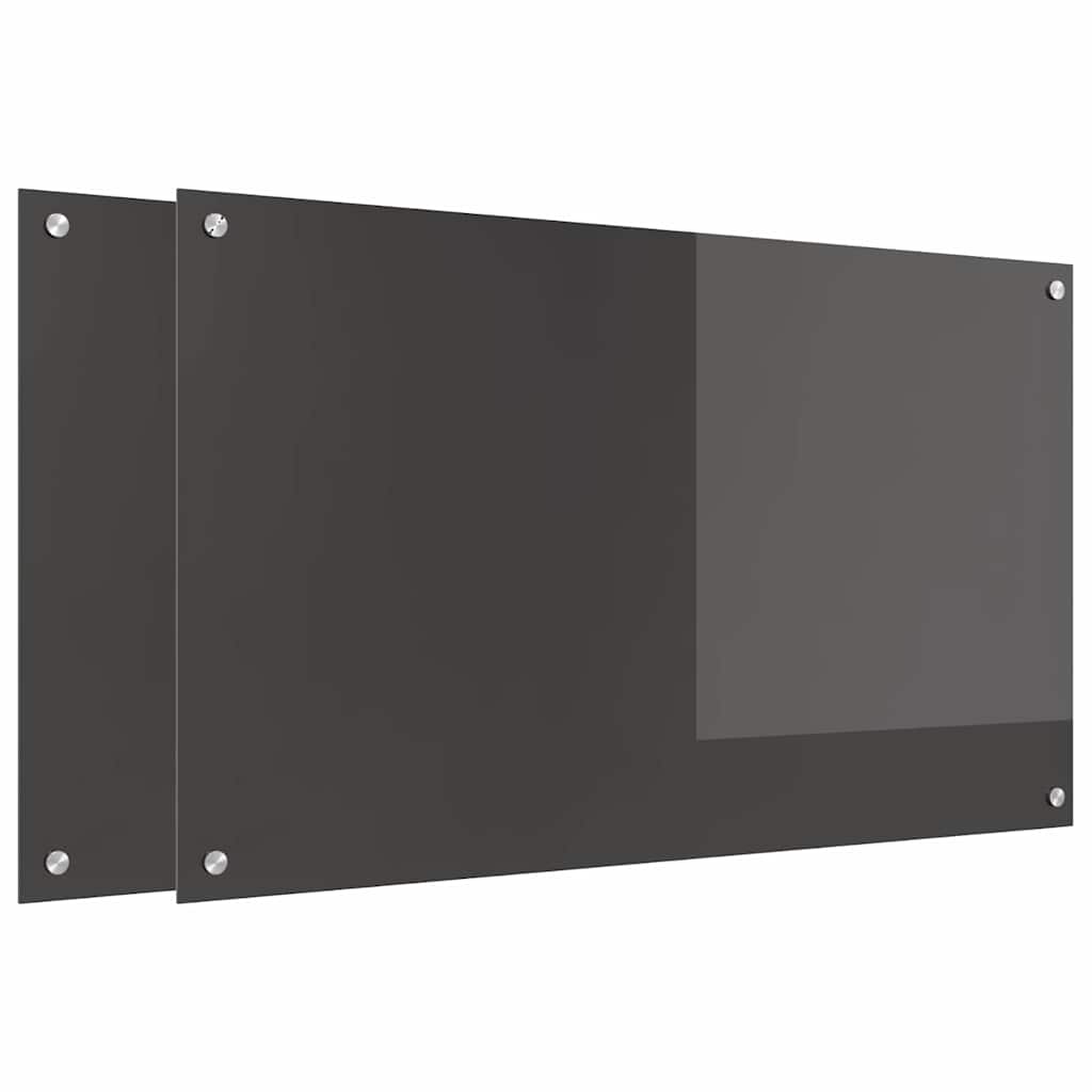 Virtuvės užpakalinė plokštė 2 pcs Tamsiai pilka 100 x 60 cm