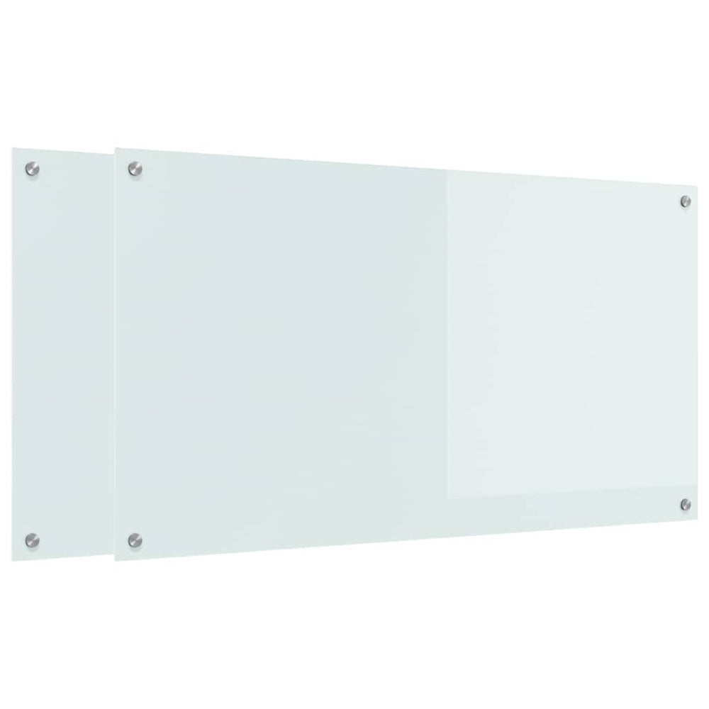 Virtuvės atbraila 2 pcs Balta 110 x 60 cm grūdintas stiklas