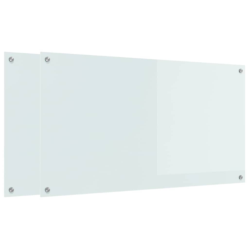 Virtuvės atbraila 2 pcs Balta 110 x 60 cm grūdintas stiklas