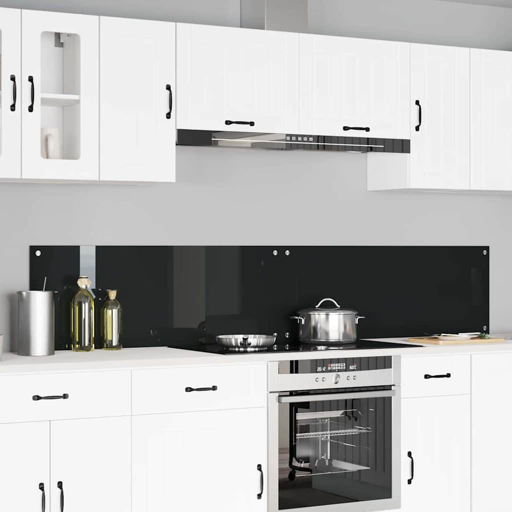 Virtuvės atbraila 2 pcs Juoda 110 x 40 cm grūdintas stiklas
