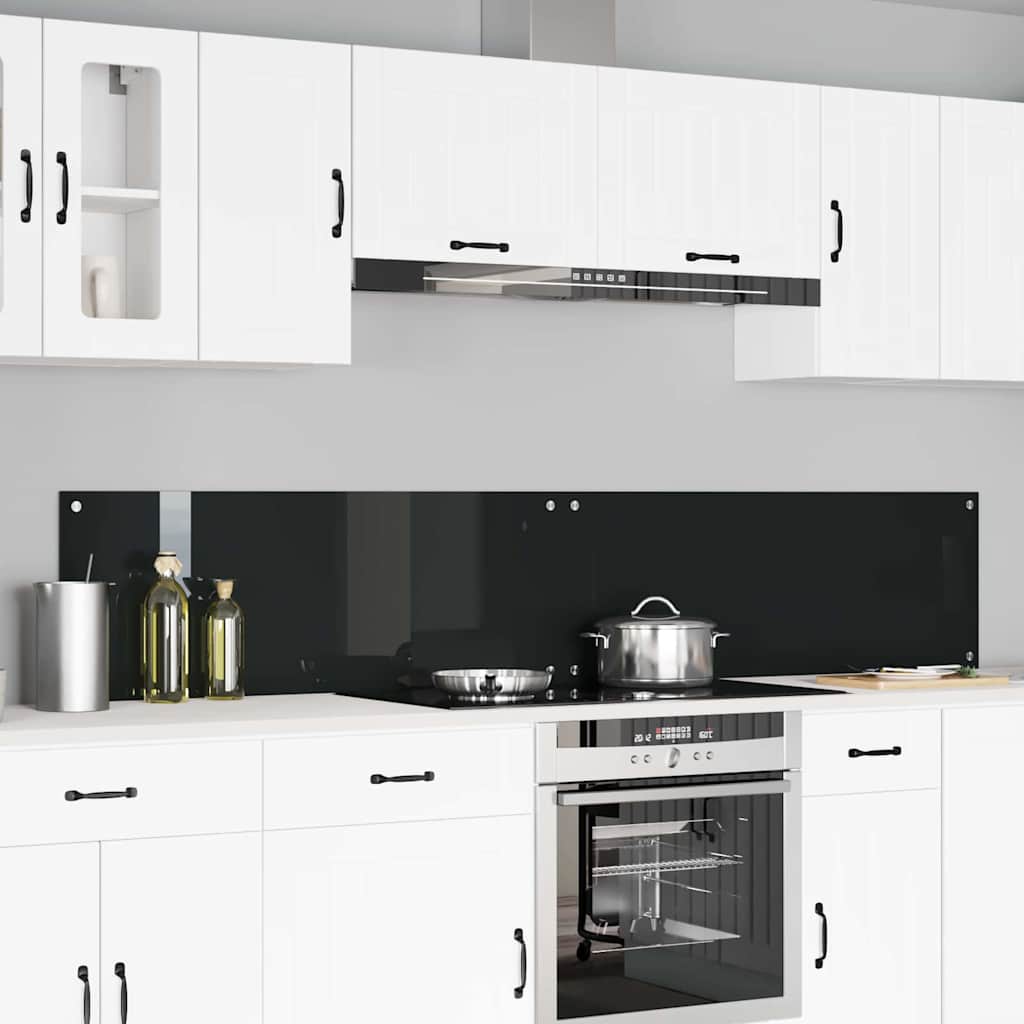 Virtuvės atbraila 2 pcs Juoda 110 x 40 cm grūdintas stiklas