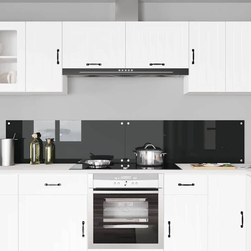 Virtuvės atbraila 2 pcs Juoda 110 x 40 cm grūdintas stiklas