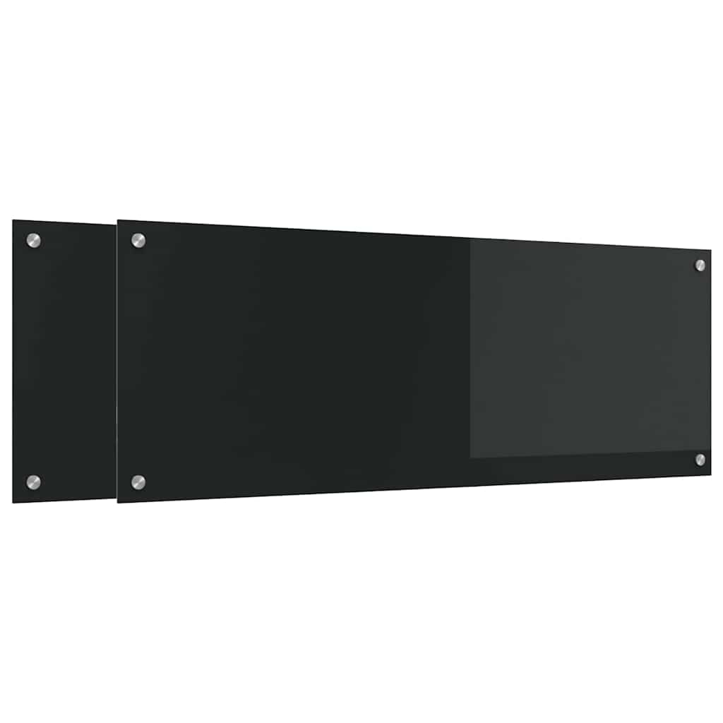 Virtuvės atbraila 2 pcs Juoda 110 x 40 cm grūdintas stiklas