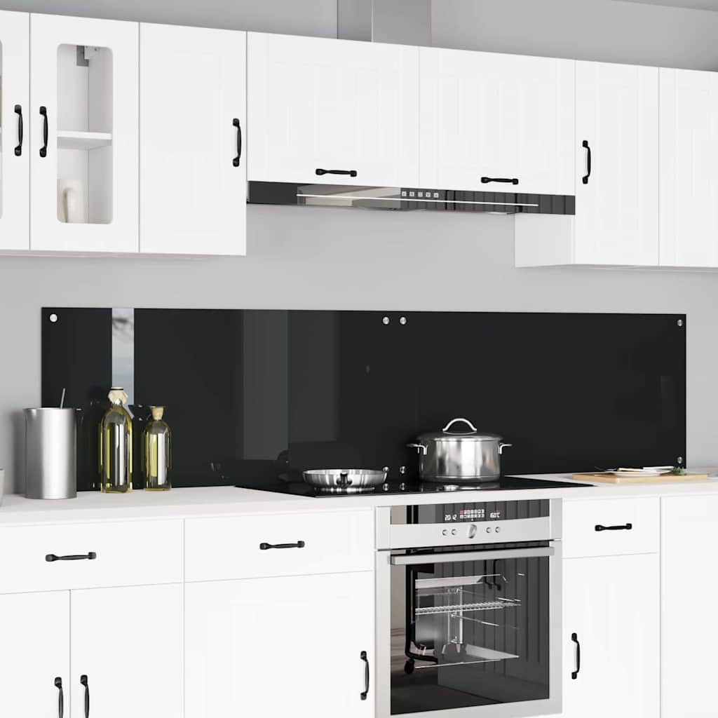 Virtuvės atbraila 2 pcs Juoda 110 x 50 cm grūdintas stiklas