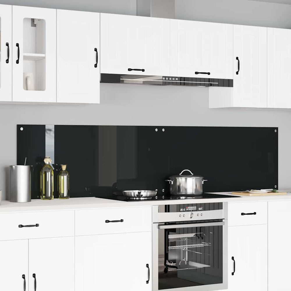 Virtuvės atbraila 2 pcs Juoda 110 x 50 cm grūdintas stiklas
