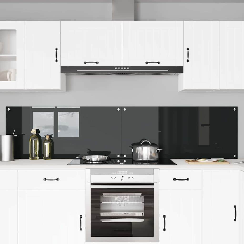 Virtuvės atbraila 2 pcs Juoda 110 x 50 cm grūdintas stiklas