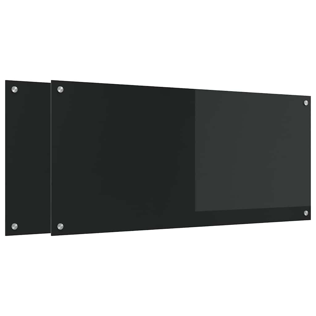 Virtuvės atbraila 2 pcs Juoda 110 x 50 cm grūdintas stiklas