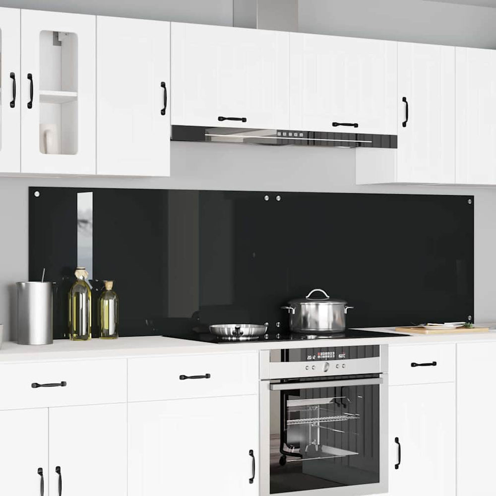 Virtuvės atbraila 2 pcs Juoda 110 x 60 cm grūdintas stiklas