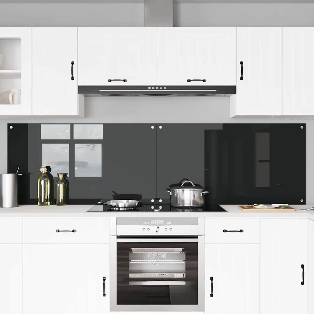 Virtuvės atbraila 2 pcs Juoda 110 x 60 cm grūdintas stiklas