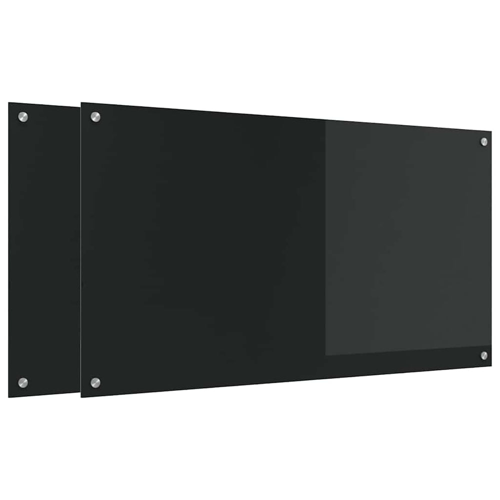Virtuvės atbraila 2 pcs Juoda 110 x 60 cm grūdintas stiklas