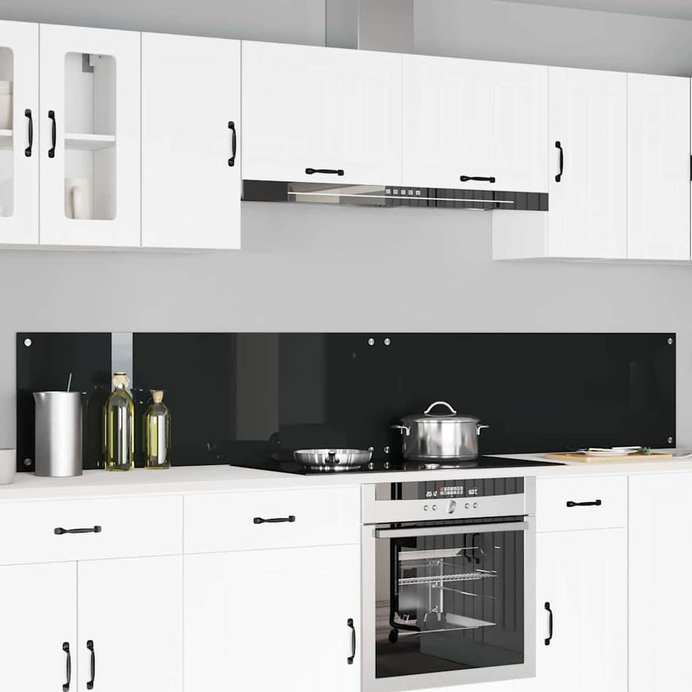 Virtuvės atbraila 2 pcs Juoda 120 x 40 cm grūdintas stiklas