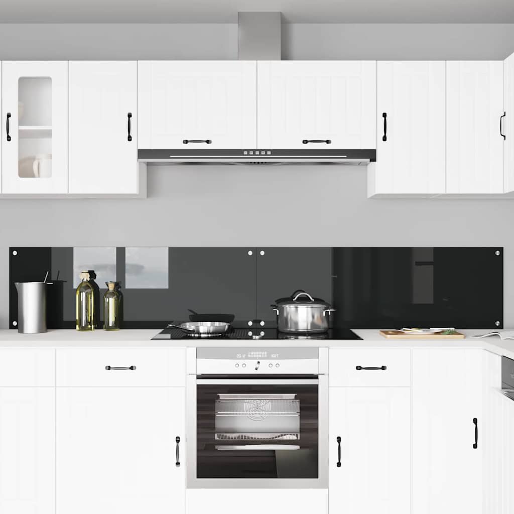 Virtuvės atbraila 2 pcs Juoda 120 x 40 cm grūdintas stiklas