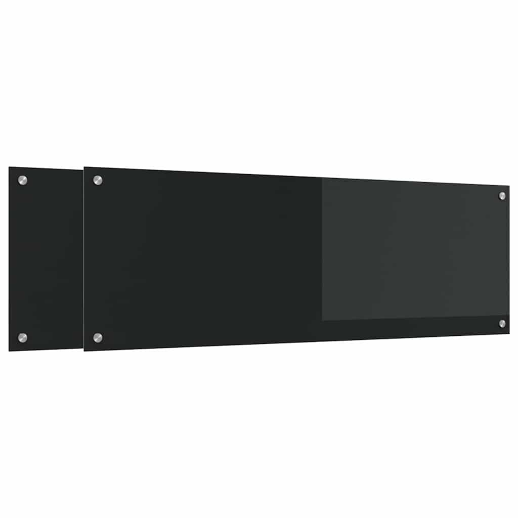 Virtuvės atbraila 2 pcs Juoda 120 x 40 cm grūdintas stiklas