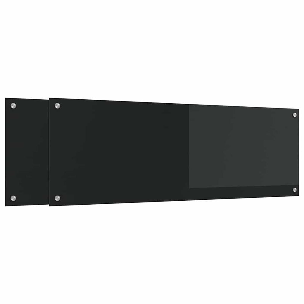 Virtuvės atbraila 2 pcs Juoda 120 x 40 cm grūdintas stiklas
