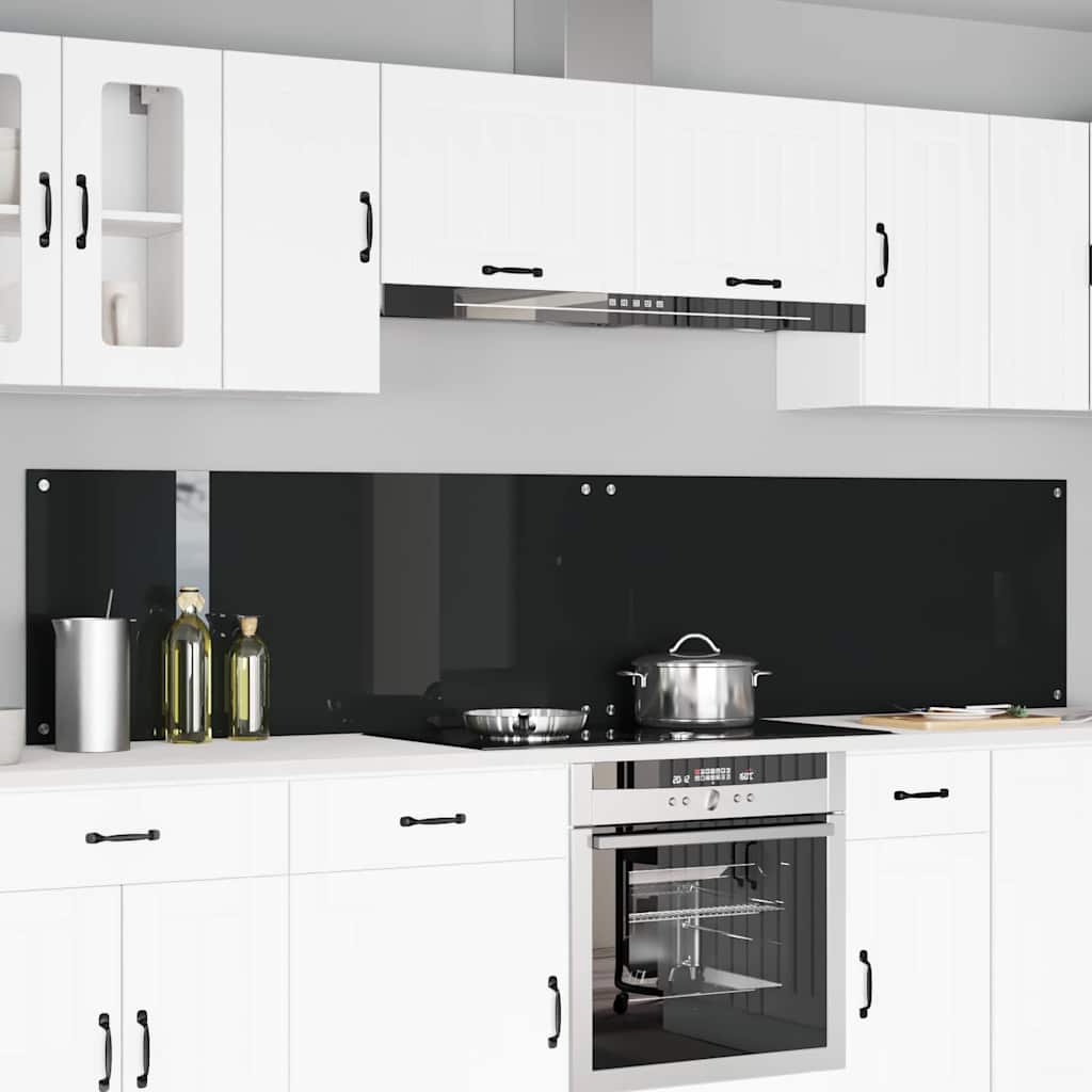 Virtuvės atbraila 2 pcs Juoda 120 x 50 cm grūdintas stiklas