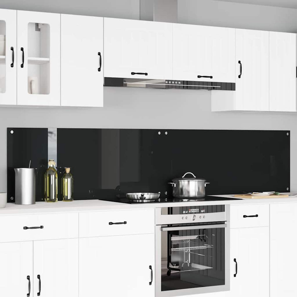 Virtuvės atbraila 2 pcs Juoda 120 x 50 cm grūdintas stiklas