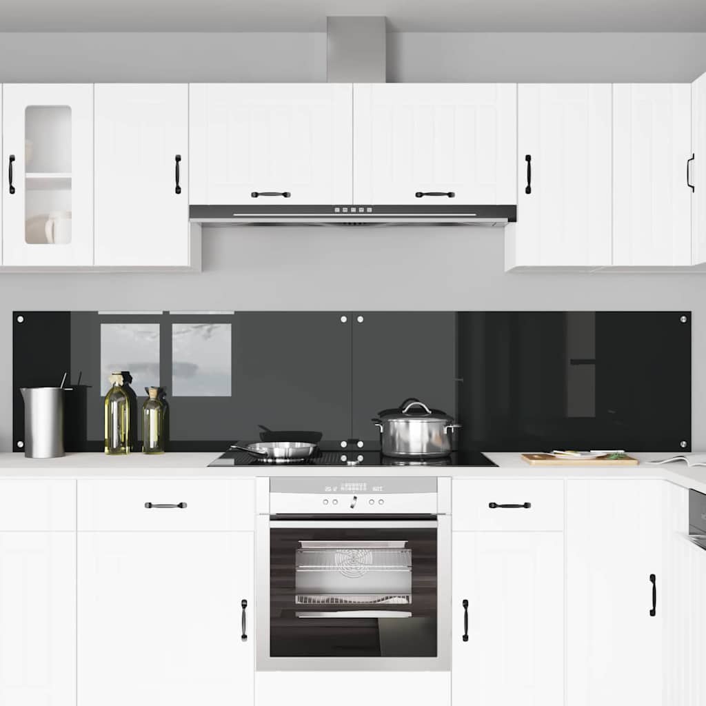 Virtuvės atbraila 2 pcs Juoda 120 x 50 cm grūdintas stiklas