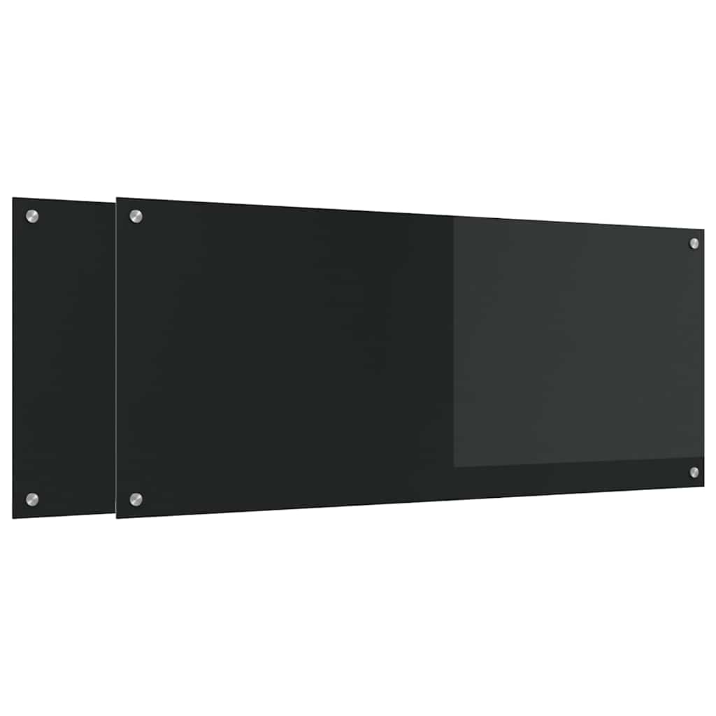 Virtuvės atbraila 2 pcs Juoda 120 x 50 cm grūdintas stiklas