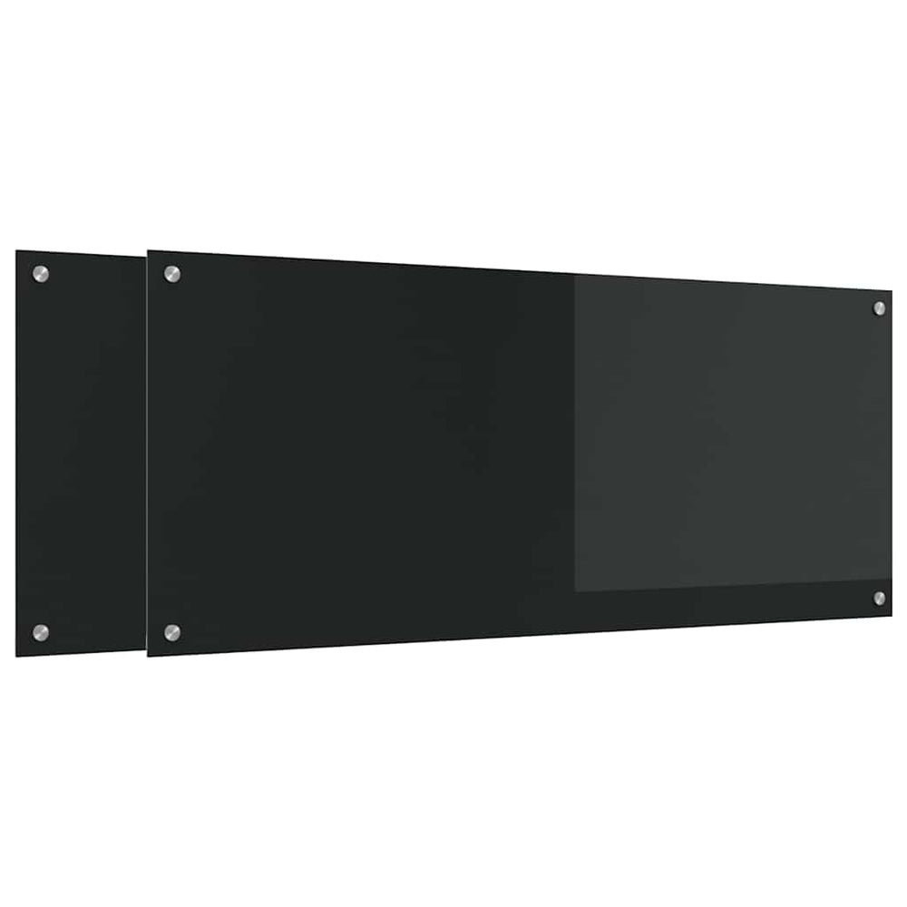 Virtuvės atbraila 2 pcs Juoda 120 x 50 cm grūdintas stiklas