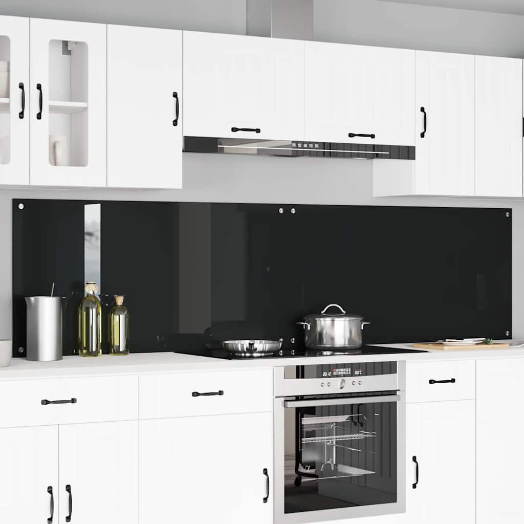 Virtuvės atbraila 2 pcs Juoda 120 x 60 cm grūdintas stiklas