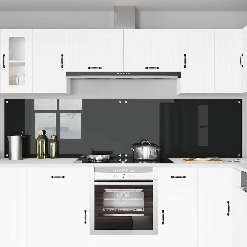 Virtuvės atbraila 2 pcs Juoda 120 x 60 cm grūdintas stiklas
