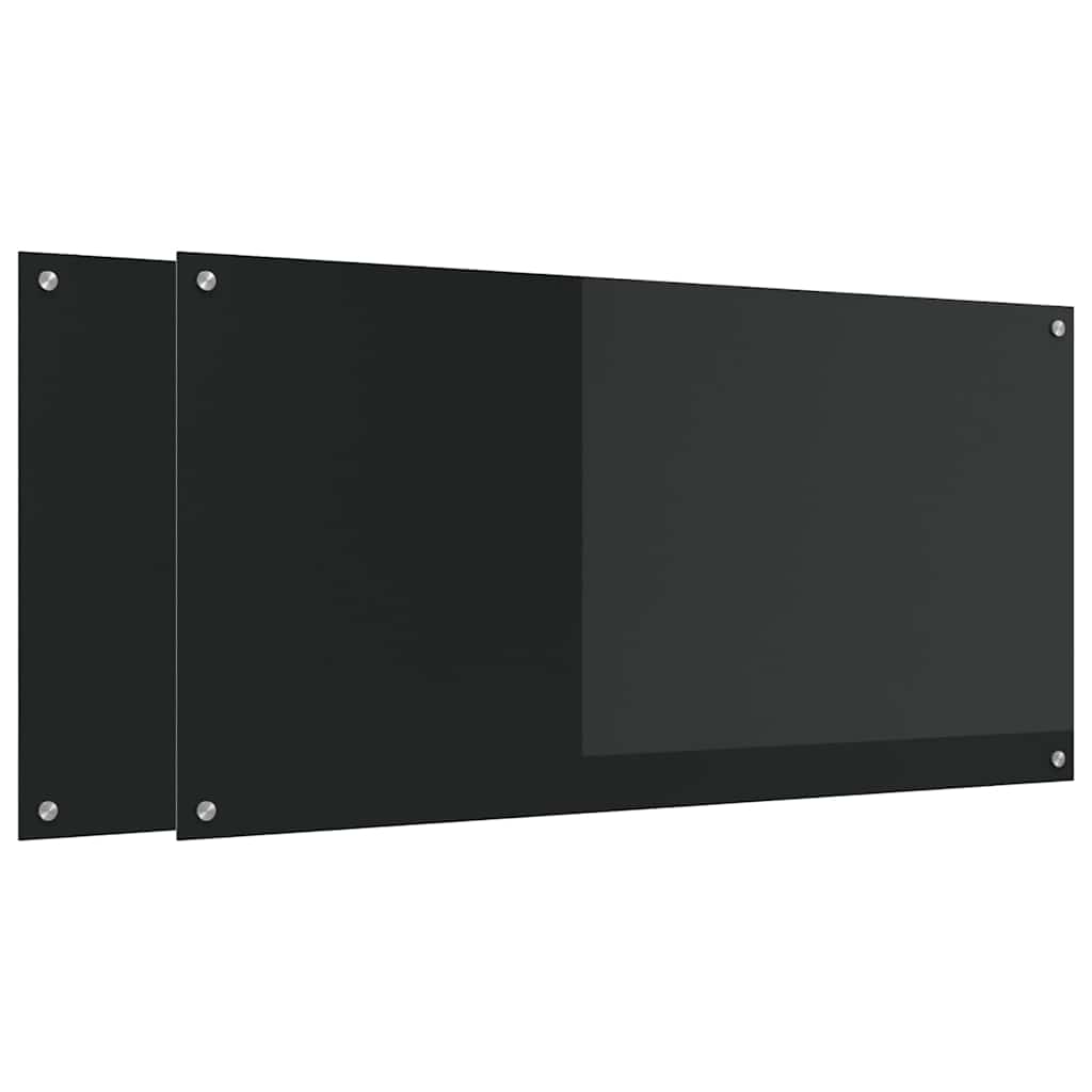 Virtuvės atbraila 2 pcs Juoda 120 x 60 cm grūdintas stiklas