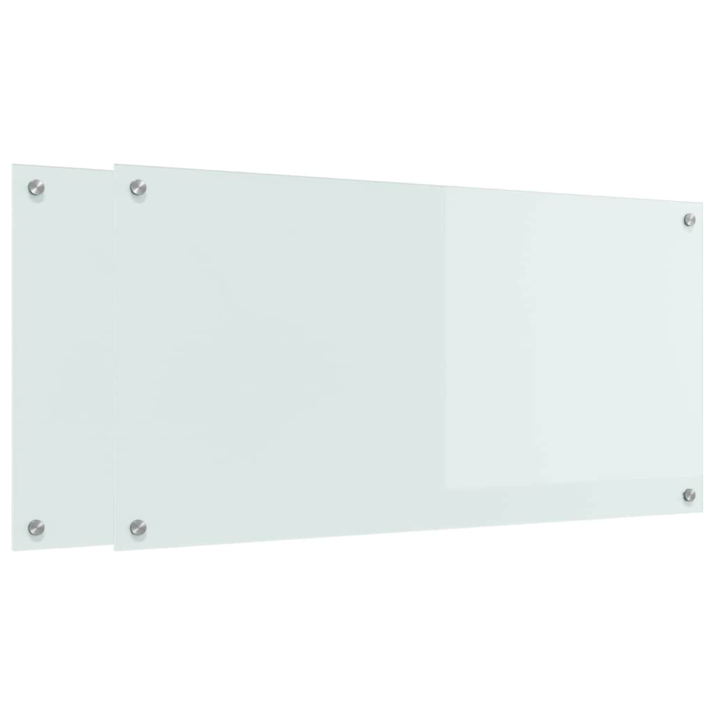 Virtuvės atbraila 2 pcs Balta 100 x 50 cm grūdintas stiklas