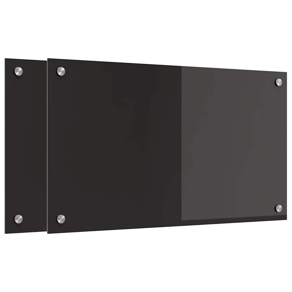 Kitchen Splashback 2 pcs Black 70 x 40 cm