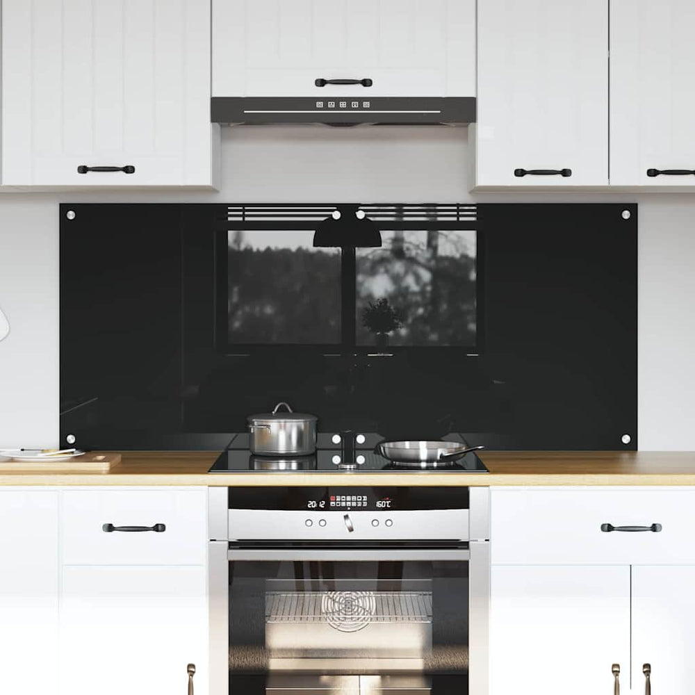 Virtuvės atbraila 2 pcs Juoda 70 x 60 cm grūdintas stiklas