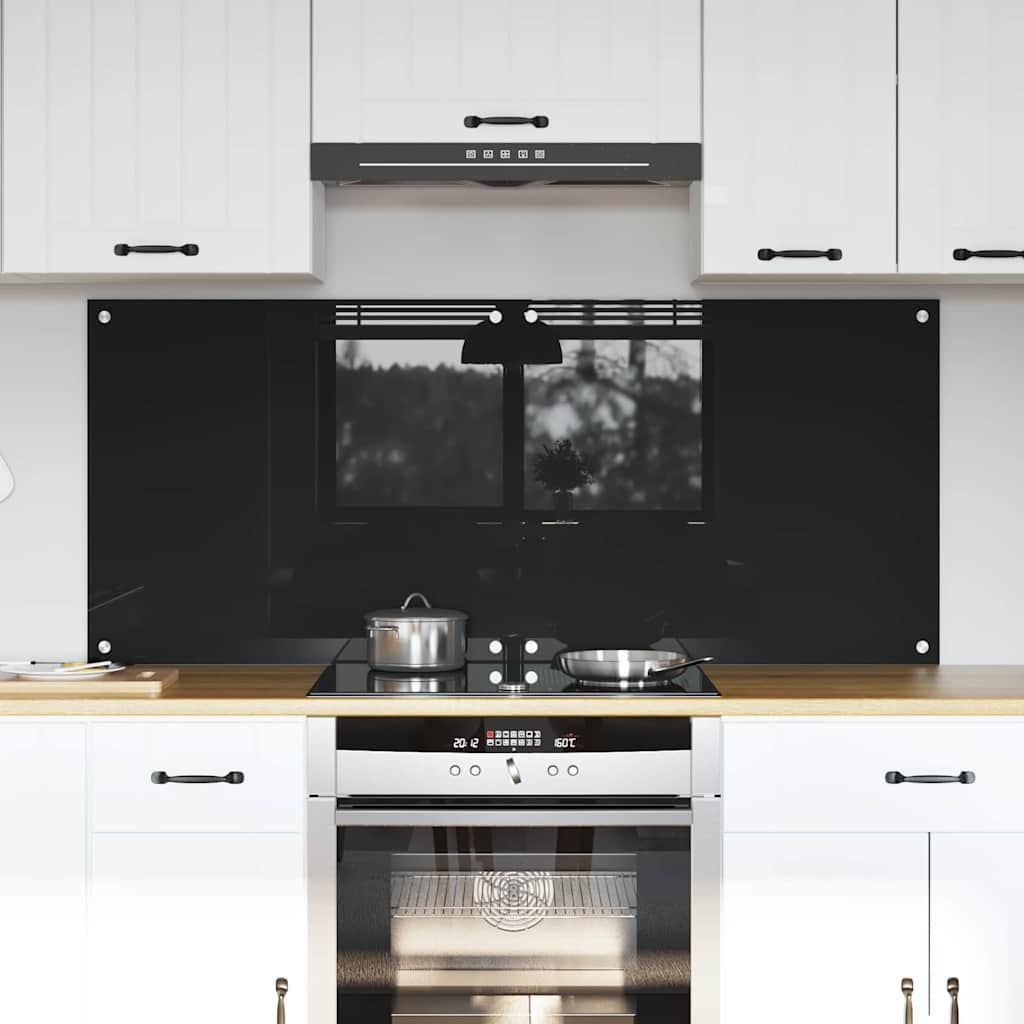 Virtuvės atbraila 2 pcs Juoda 70 x 60 cm grūdintas stiklas