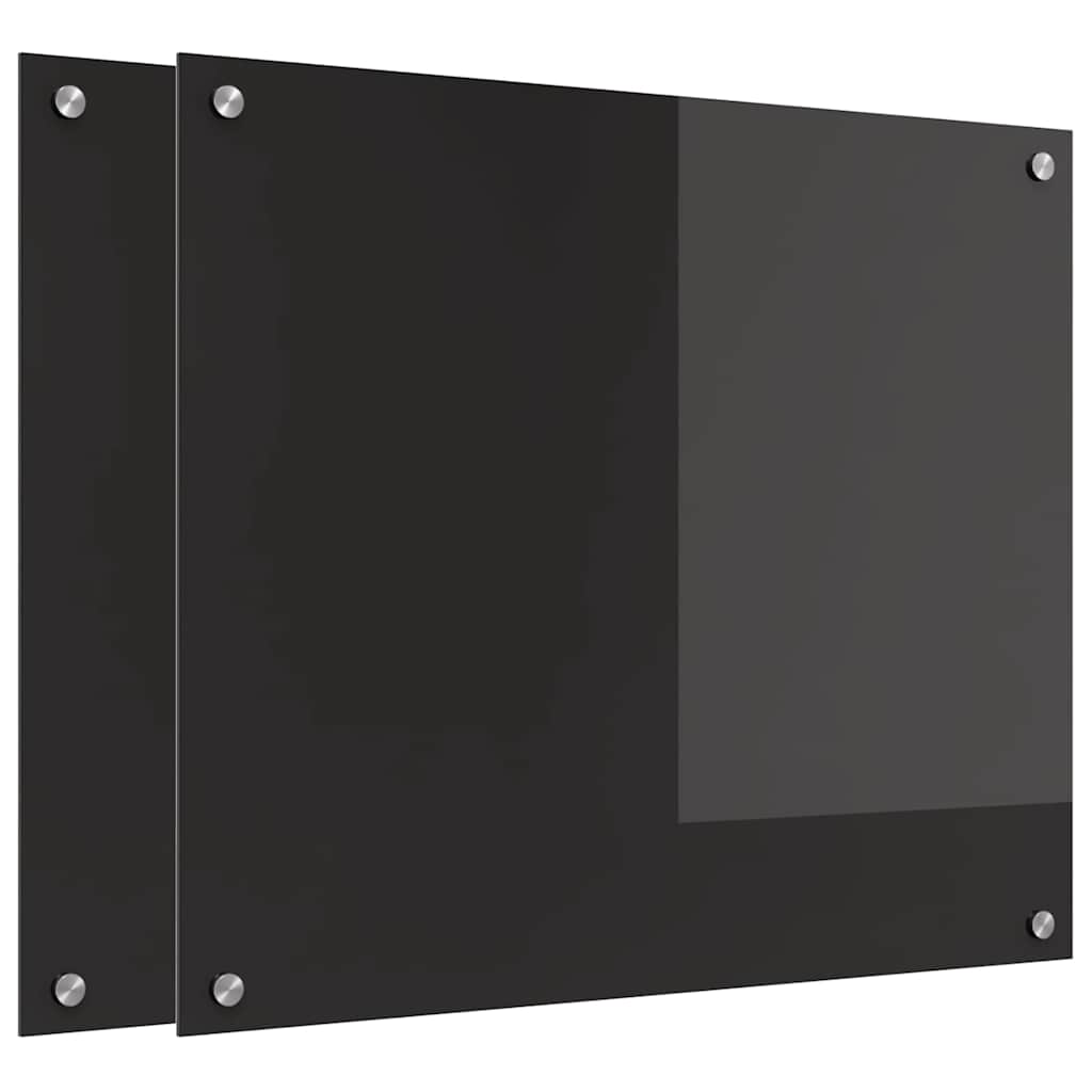 Virtuvės atbraila 2 pcs Juoda 70 x 60 cm grūdintas stiklas