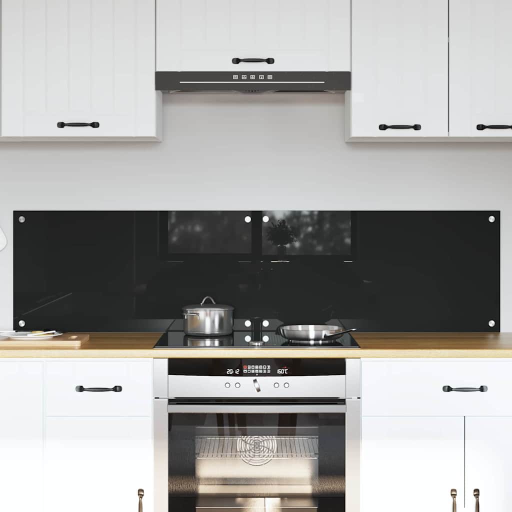 Virtuvės užpakalinė plokštė 2 pcs Juoda 80 x 40 cm